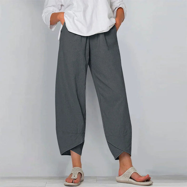 Sadie - Elegante Hose aus Baumwolle und Leinen für Frauen
