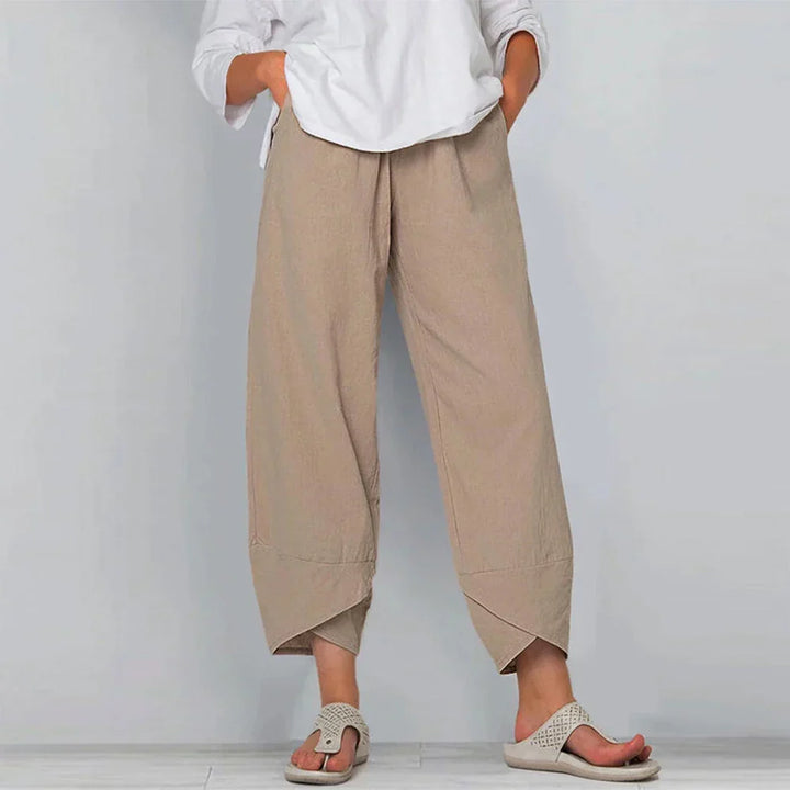 Sadie - Elegante Hose aus Baumwolle und Leinen für Frauen