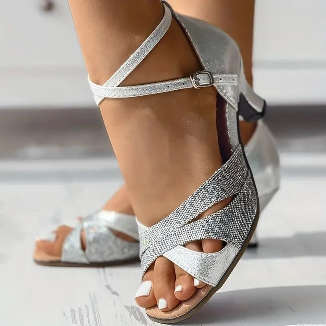 Gianna - Glamorous women's sandals with sparkling glitter heels