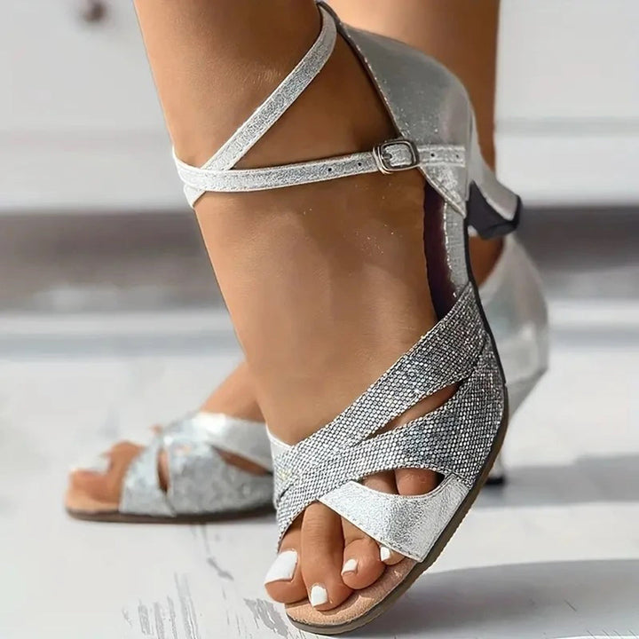 Gianna - Glamorous women's sandals with sparkling glitter heels