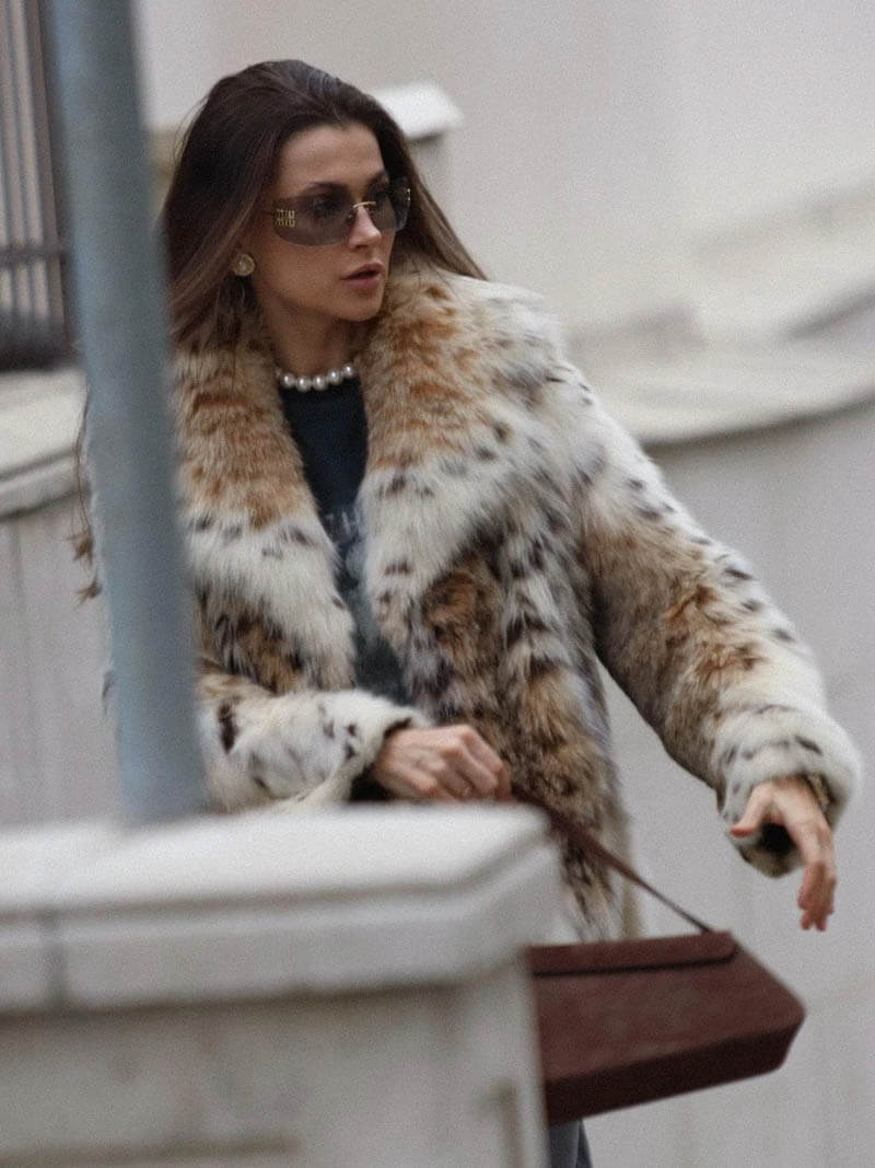 Audrey™ - Pelzjacke mit Leopardenmuster