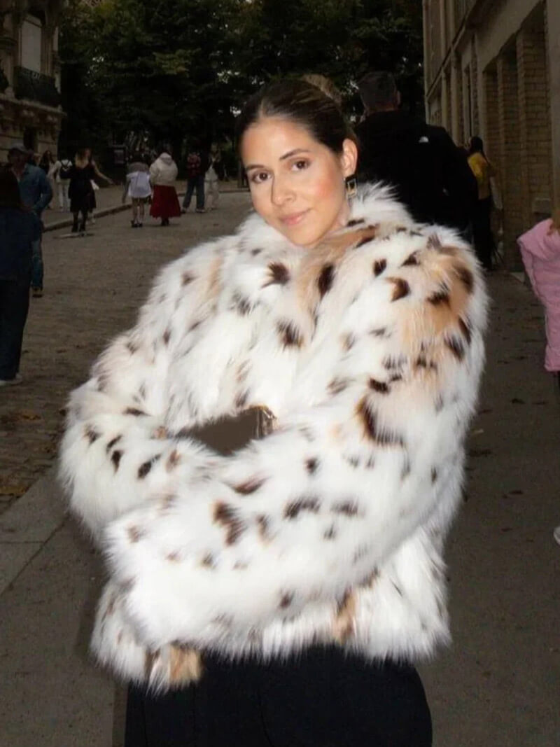 Audrey™ - Pelzjacke mit Leopardenmuster