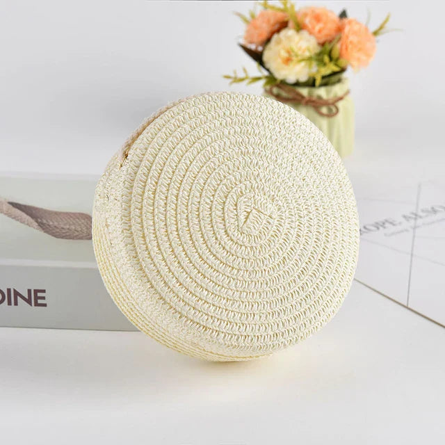 Stylish Round Handwoven Shoulder Bag with Zipper by Angel