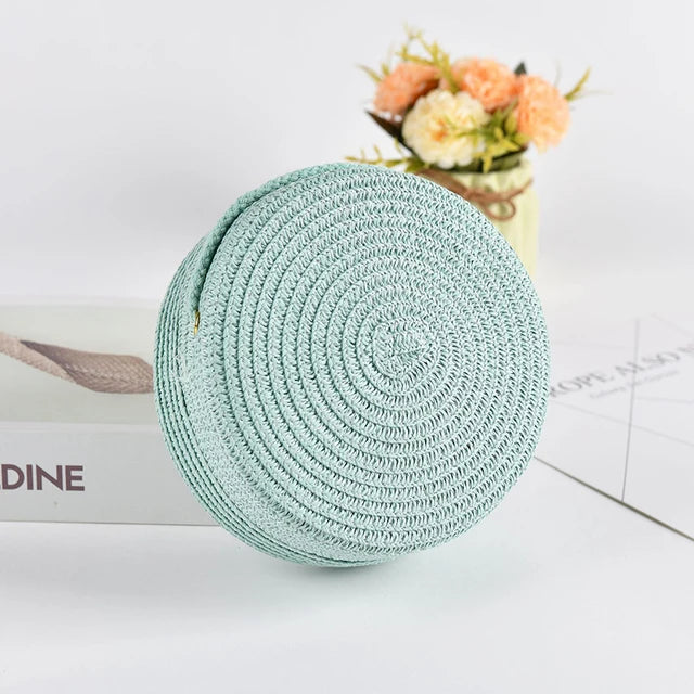 Stylish Round Handwoven Shoulder Bag with Zipper by Angel