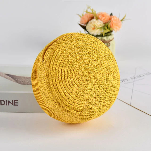 Stylish Round Handwoven Shoulder Bag with Zipper by Angel