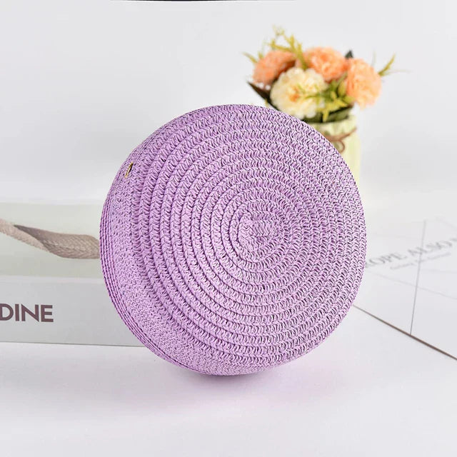 Stylish Round Handwoven Shoulder Bag with Zipper by Angel