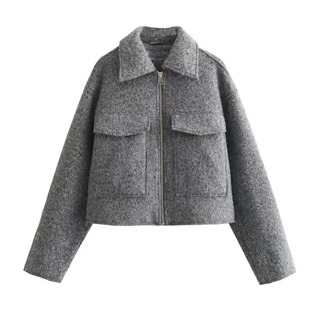 Carla - Veste courte d'automne à la mode avec fermeture éclair de luxe pour femmes