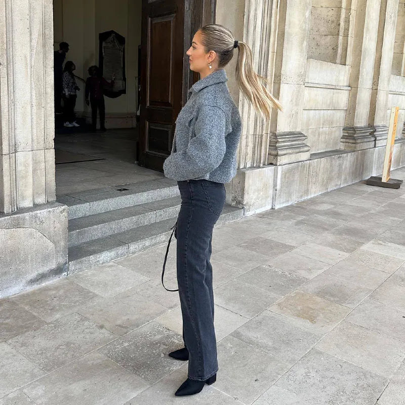 Carla - Veste courte d'automne à la mode avec fermeture éclair de luxe pour femmes