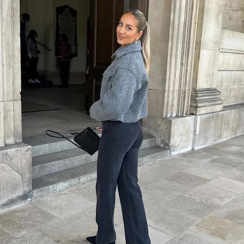 Carla - Veste courte d'automne à la mode avec fermeture éclair de luxe pour femmes