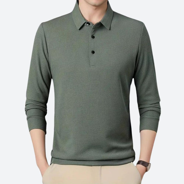 Stilvolles Herren-Poloshirt mit langen Ärmeln - Wystan