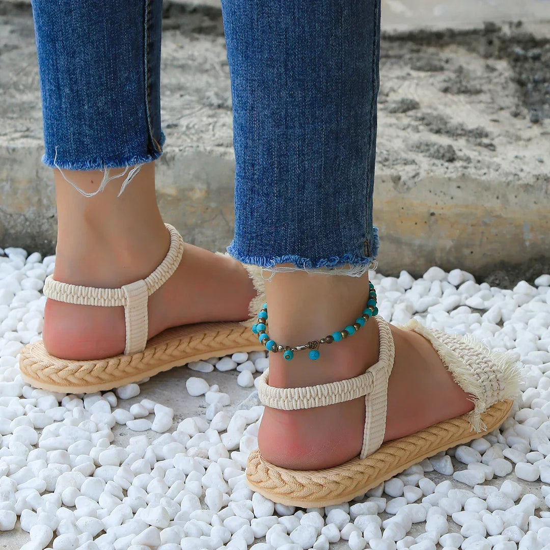 Elegant beige summer sandals for women - stylish and comfortable