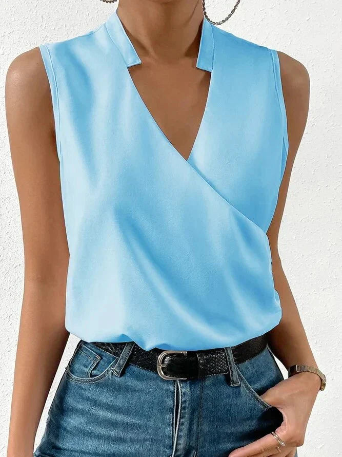 Nora - Elegant Sleeveless Women's Top with a Seductive V-Neck for Summer Days