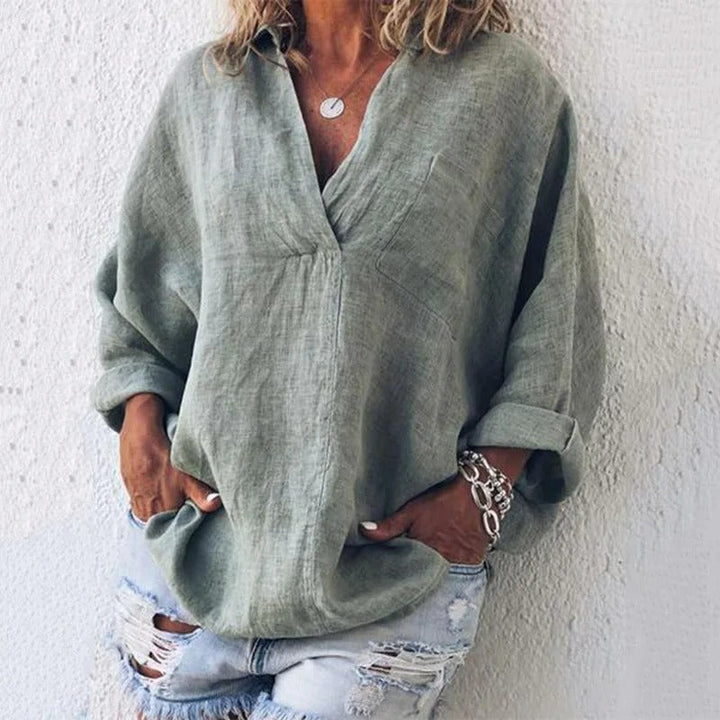 Victoria - Elegant Cotton Blouse with Classic Design for Women