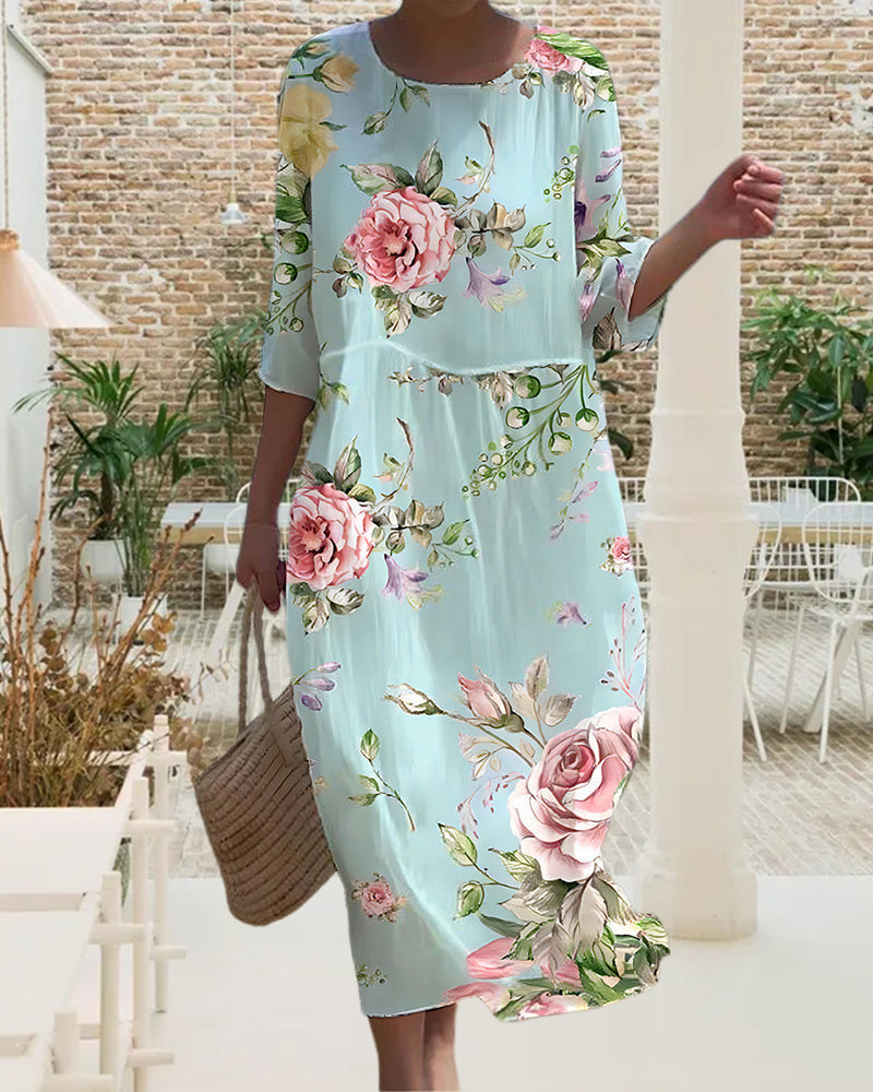 Lina™ - Elegantes Bauchbedeckung Blumenkleid
