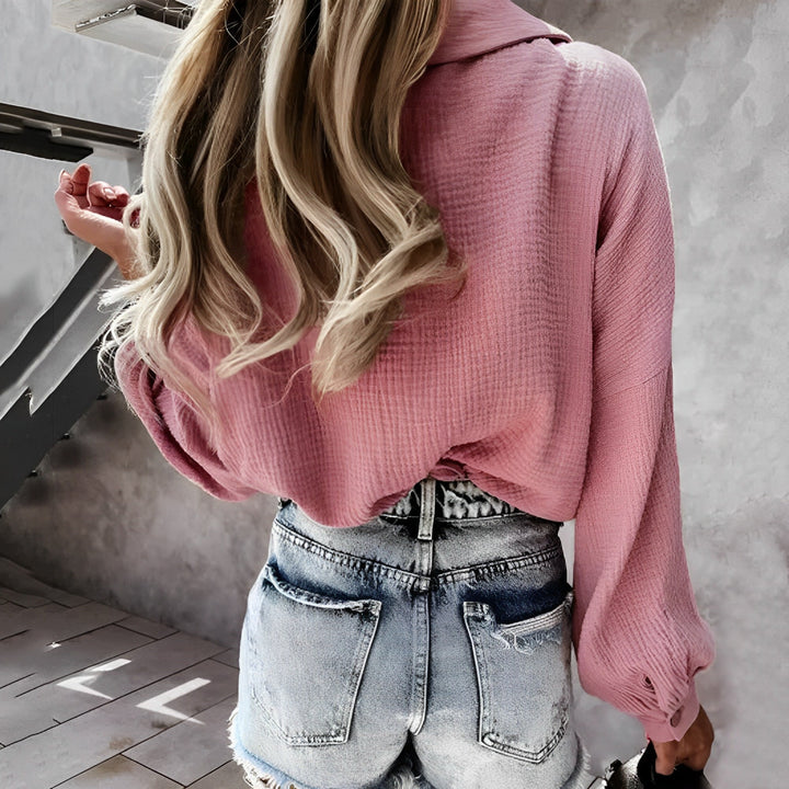 Aliana - Elegant long-sleeve blouse in European style for autumn for women