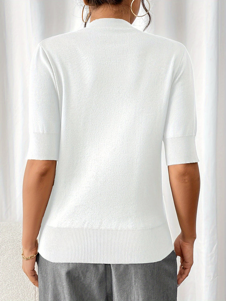 Stylish summer knit top with crew neckline for women | Elise