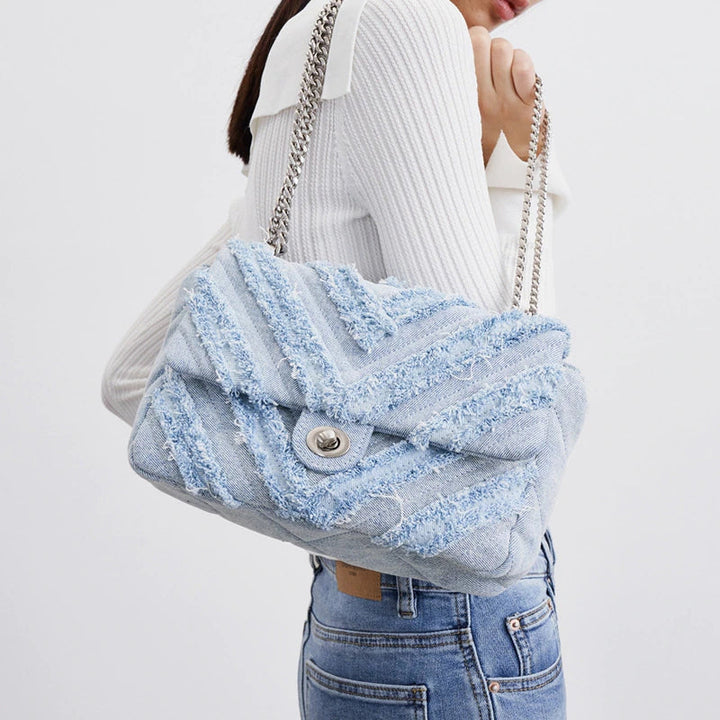 Macy - Elegant Light Blue Denim Shoulder Bag for Women