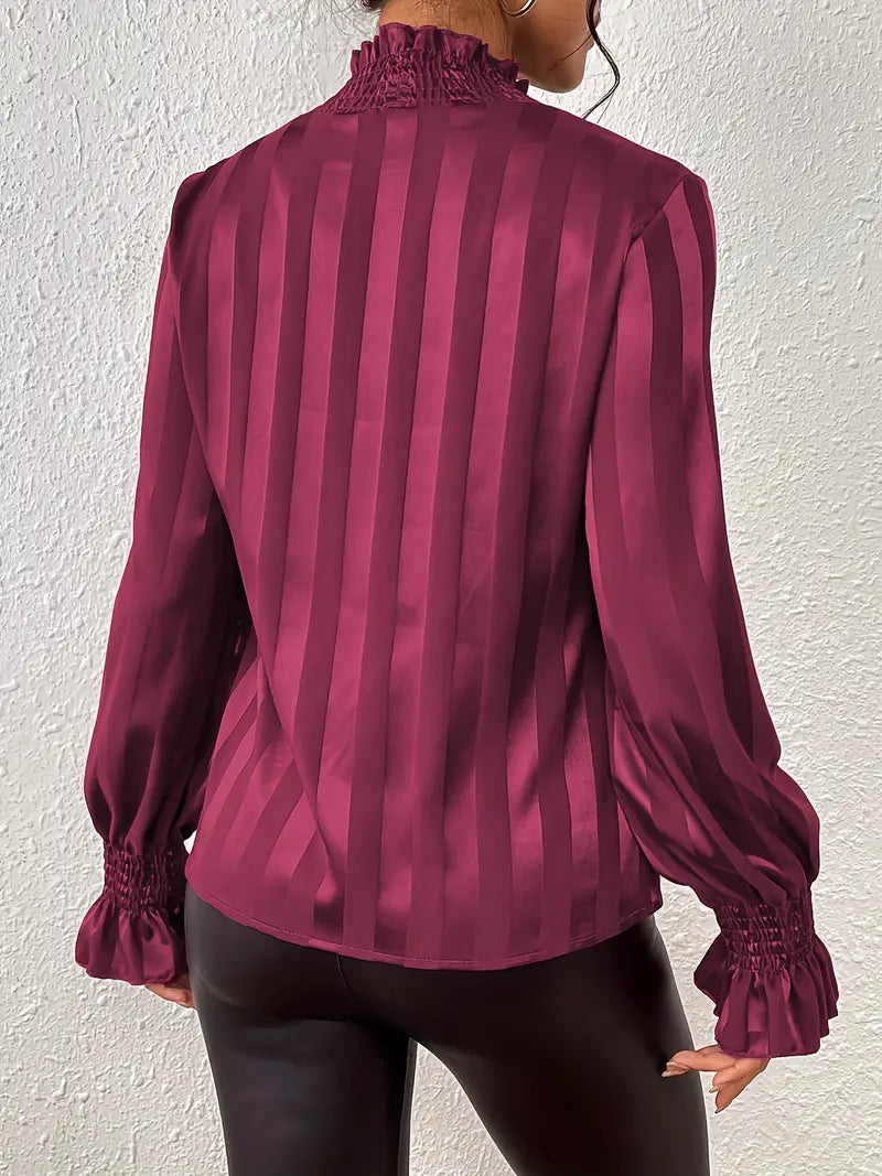 Camila - Elegante Herbstbluse mit feinem Rautendesign und Rundhalsausschnitt für die stilbewusste Frau