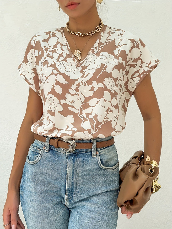 Ariel - Trendy summer blouse with floral design for women