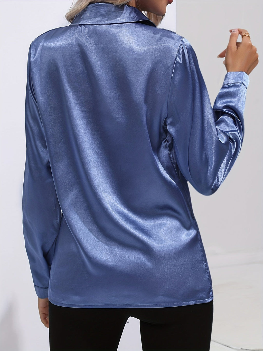 Radiant Autumn Elegance: Chic Satin Blouse for Women by Zariah