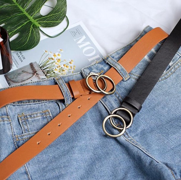 Ceinture en cuir Aria chic pour femmes avec boucle O tendance
