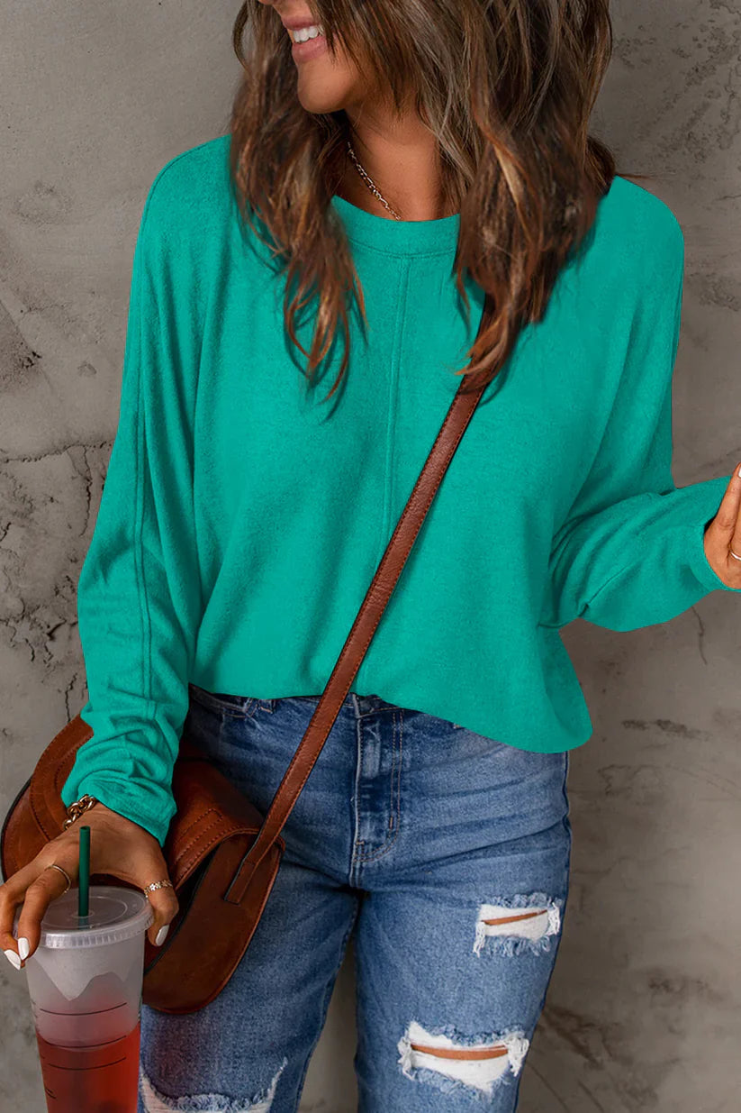 Fiona - Stylish Casual Autumn T-Shirt with Crew Neck and Long Sleeves for Women