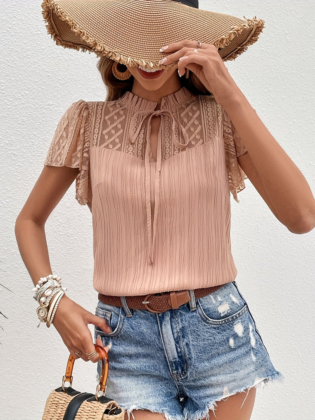 Avalynn - Blouse d'été abricot élégante et confortable pour femmes