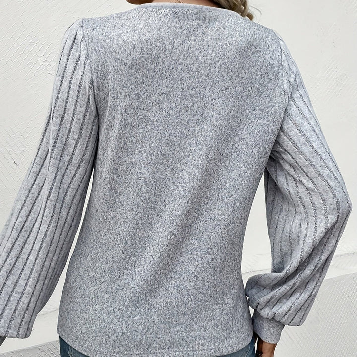 Kehlani - Elegant gray long-sleeve blouse for women in luxurious autumn style