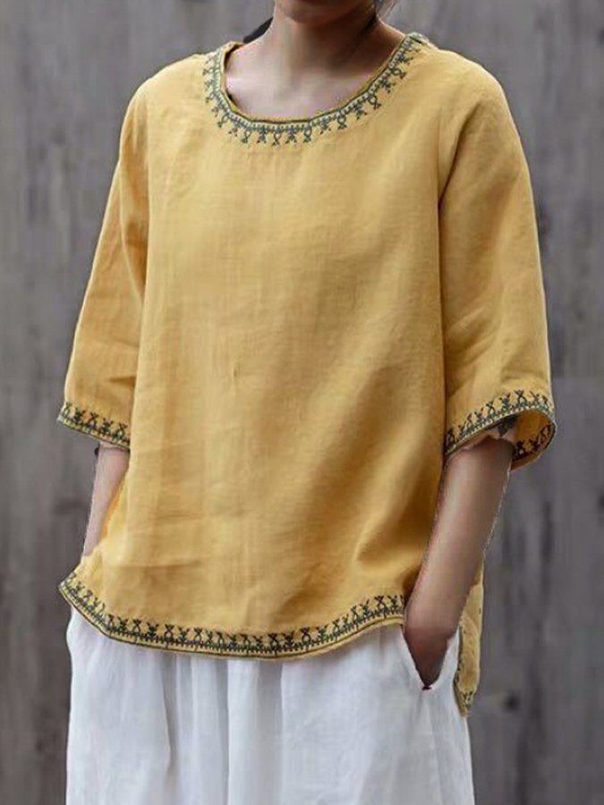 Elizabeth - Ethnically inspired linen top for women