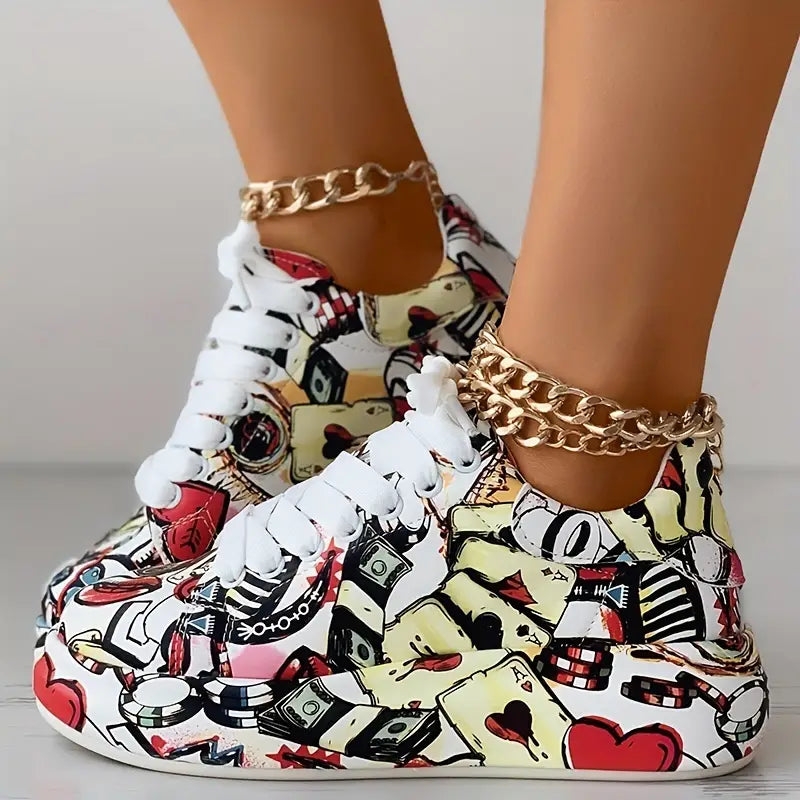Lia™ - Sneakers mit Graffiti-Print