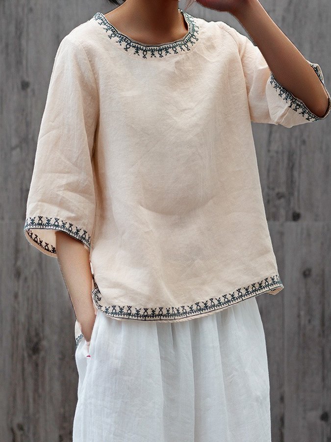 Elizabeth - Ethnically inspired linen top for women