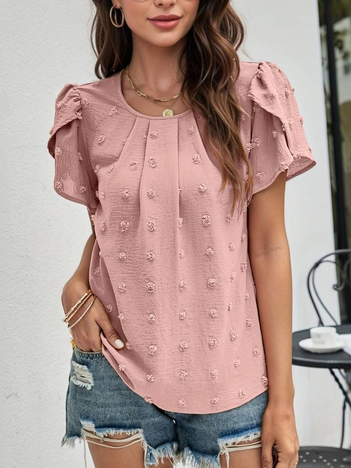Charice - Charming Swiss Shirt with Floral Sleeves for Feminine Sophistication
