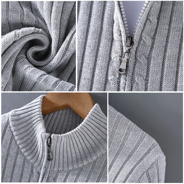 Finn™ - Men's zip-up cardigan made of cotton