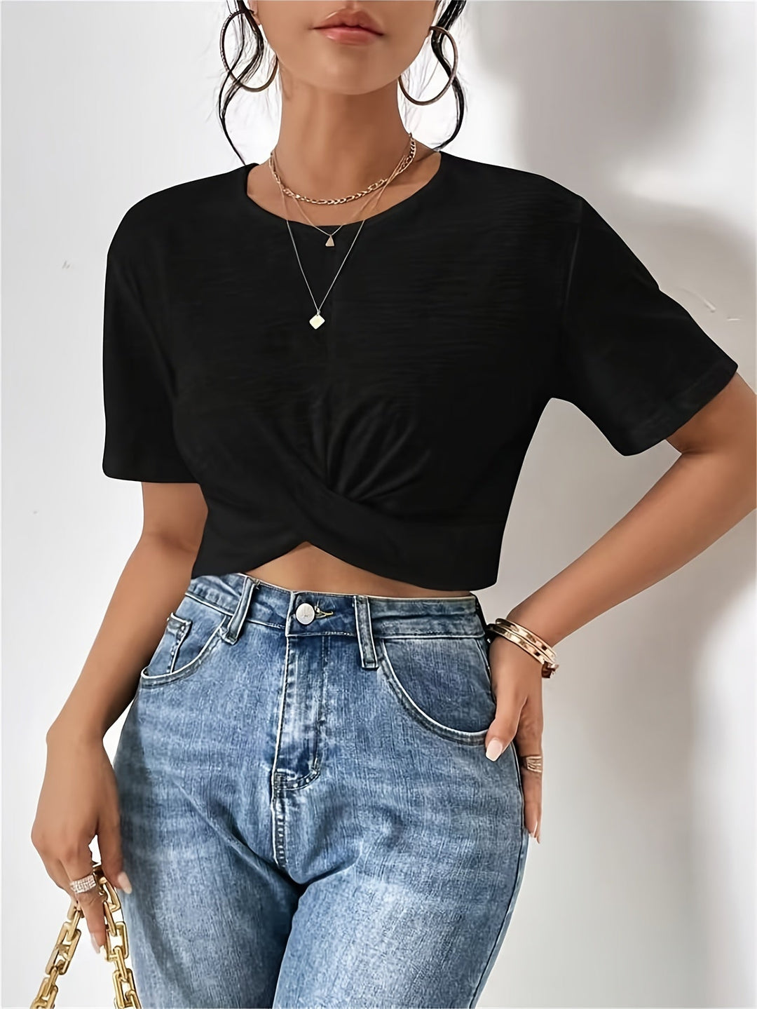Chic cherry T-shirt with unique texture for women