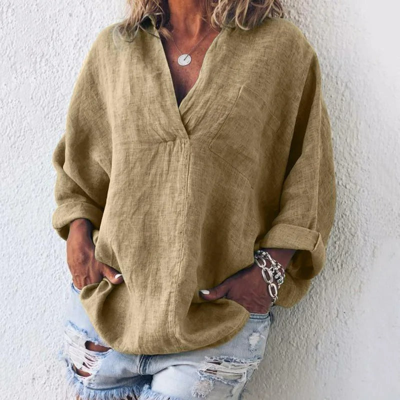Victoria - Elegant Cotton Blouse with Classic Design for Women