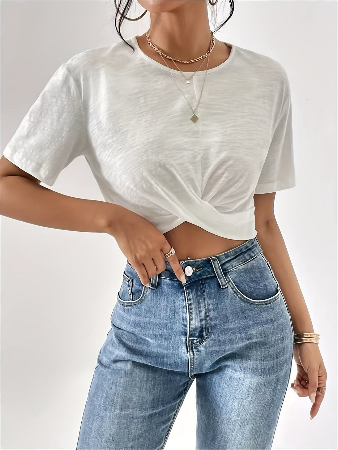 Chic cherry T-shirt with unique texture for women
