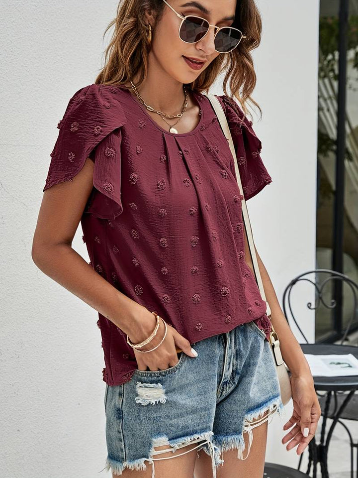 Charice - Charming Swiss Shirt with Floral Sleeves for Feminine Sophistication
