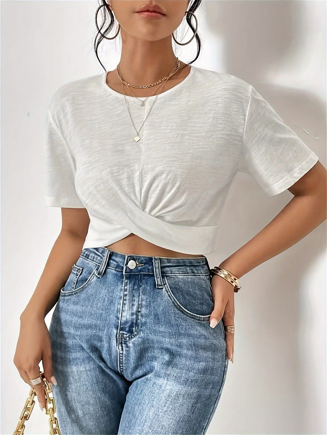 Chic cherry T-shirt with unique texture for women