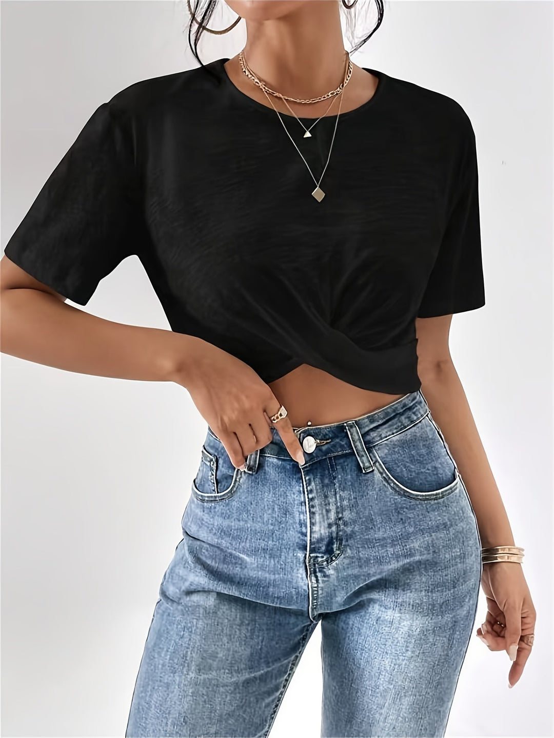 Chic cherry T-shirt with unique texture for women