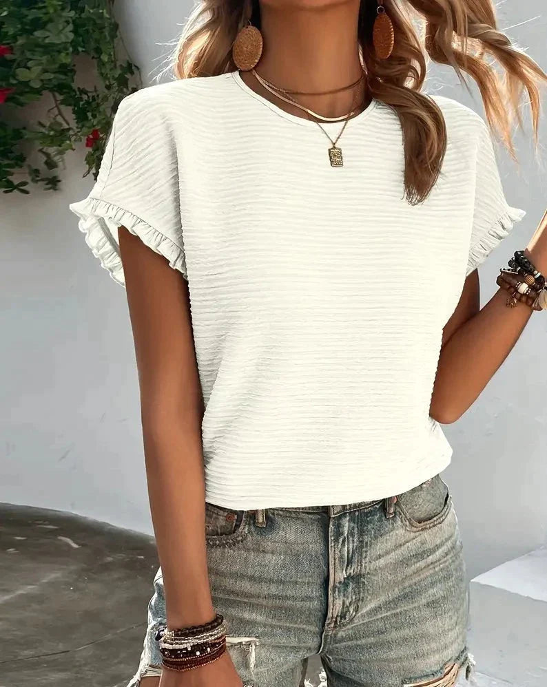 Jinky - Stylisches süßes T-Shirt mit Rundhalsausschnitt und kurzen Ärmeln für Frauen