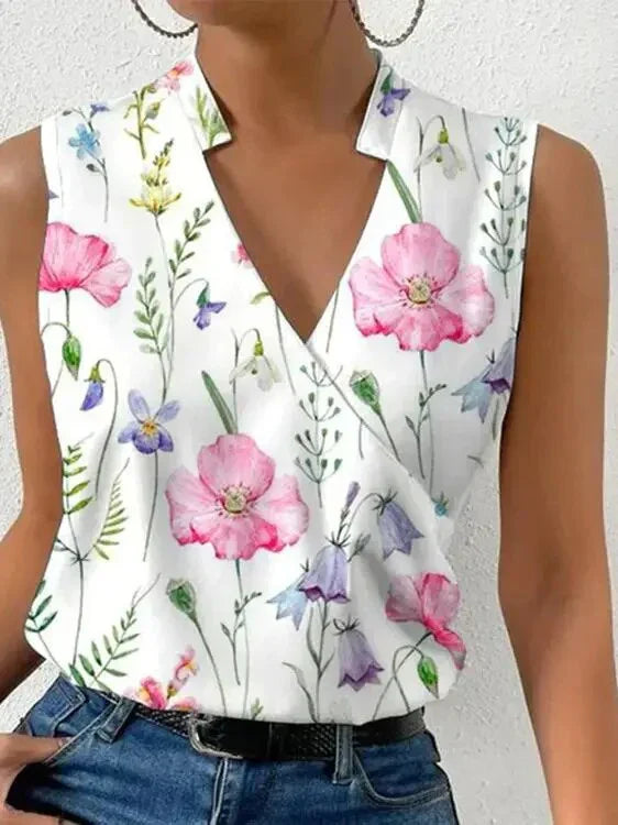 Nora - Elegant Sleeveless Women's Top with a Seductive V-Neck for Summer Days