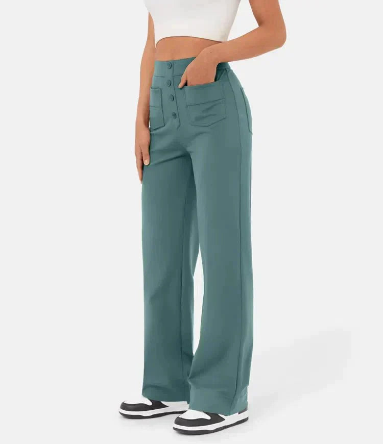 Stylish elastic casual pants with high waist - Sophia