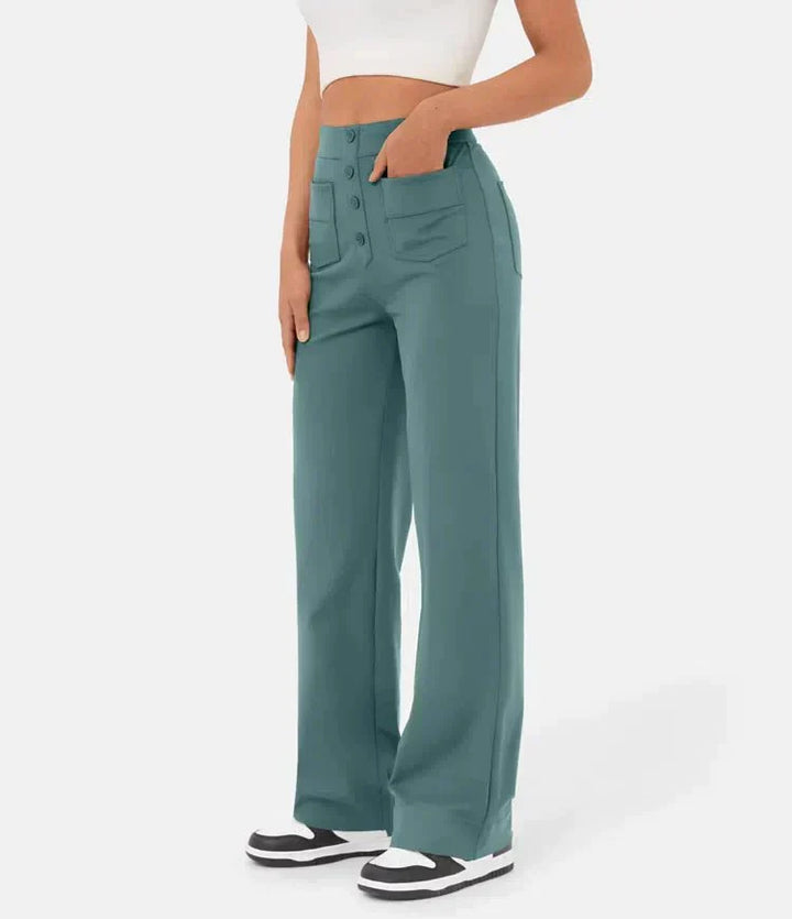 Stylish elastic casual pants with high waist - Sophia