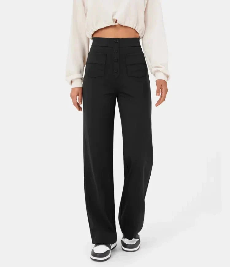 Stylish elastic casual pants with high waist - Sophia