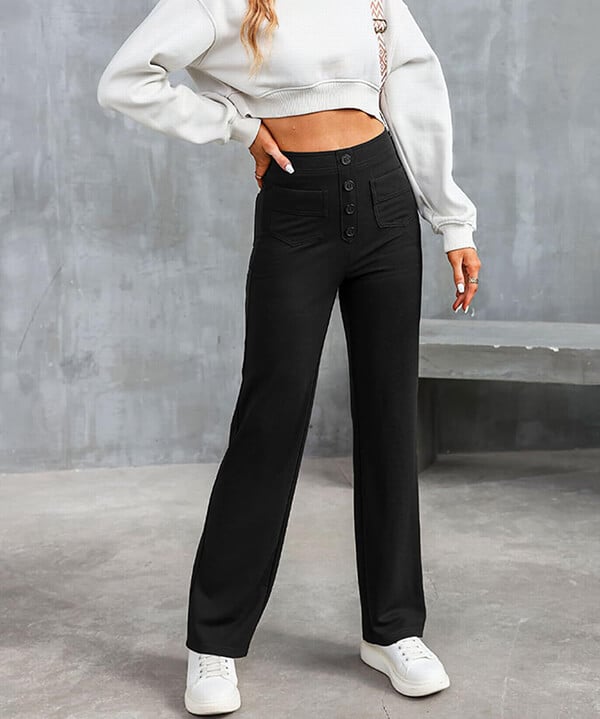 Stylish elastic casual pants with high waist - Sophia