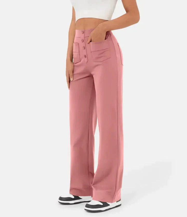 Stylish elastic casual pants with high waist - Sophia