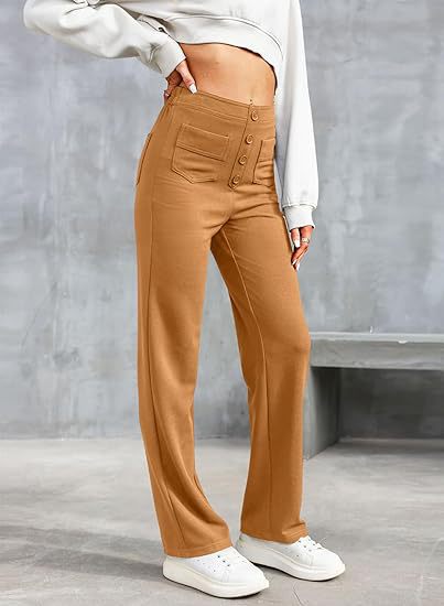 Stylish elastic casual pants with high waist - Sophia
