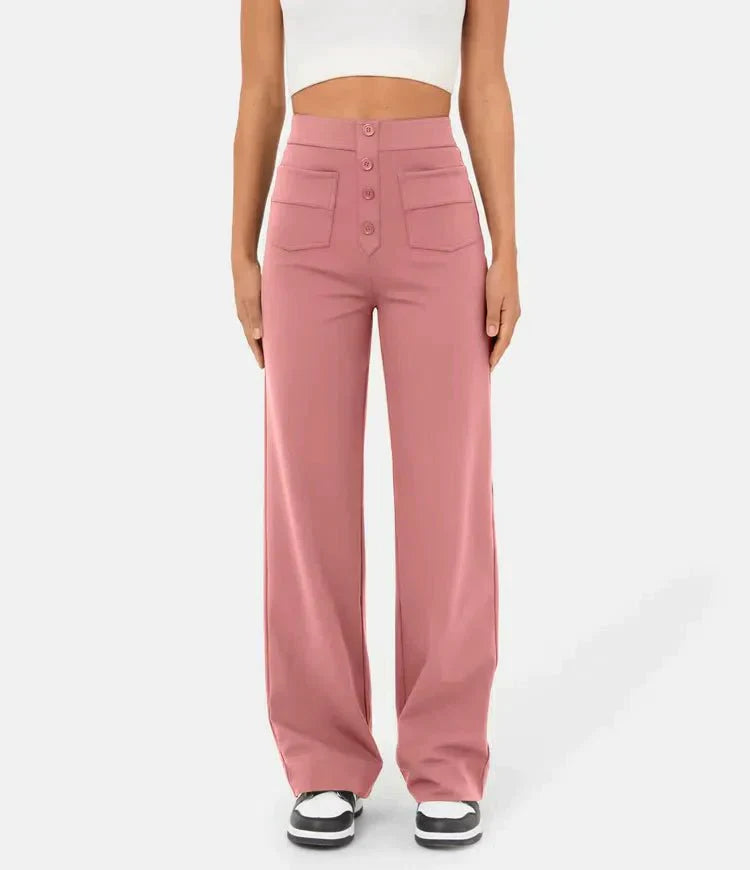 Stylish elastic casual pants with high waist - Sophia