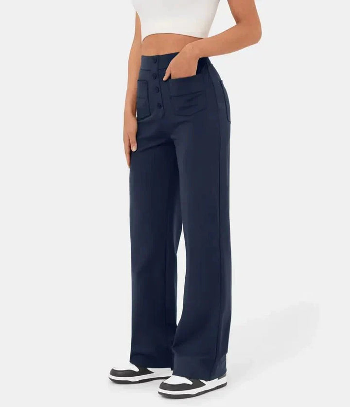 Stylish elastic casual pants with high waist - Sophia
