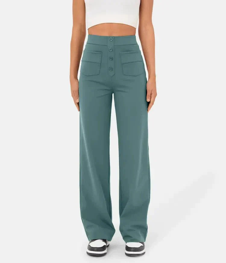 Stylish elastic casual pants with high waist - Sophia